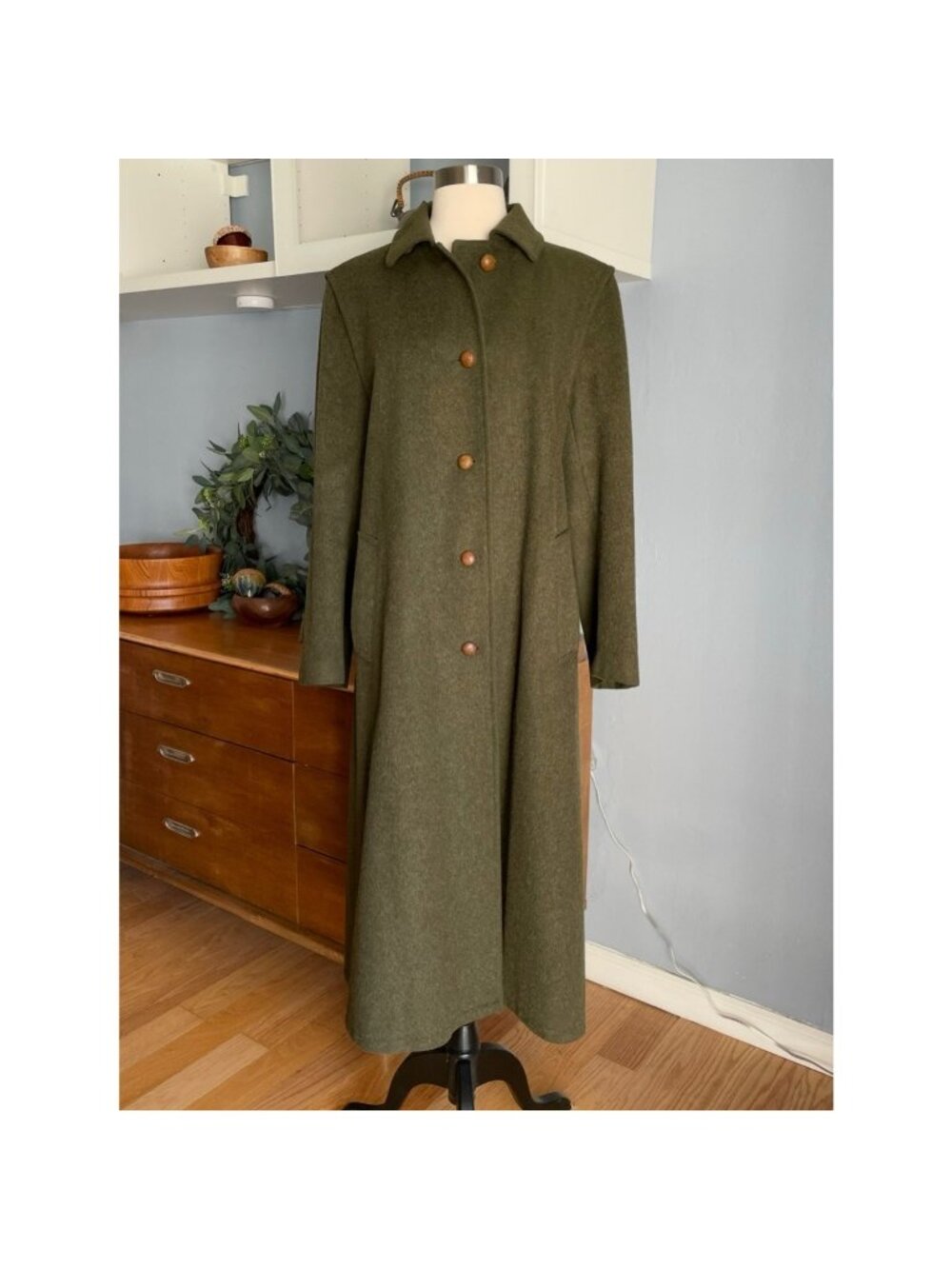Vtg Salko Austria Tiroler Loden Wool Overcoat Womens Size Green M